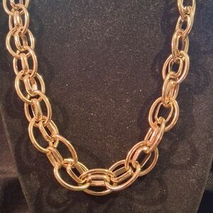 Polished Gold Link Statement Necklace for Women